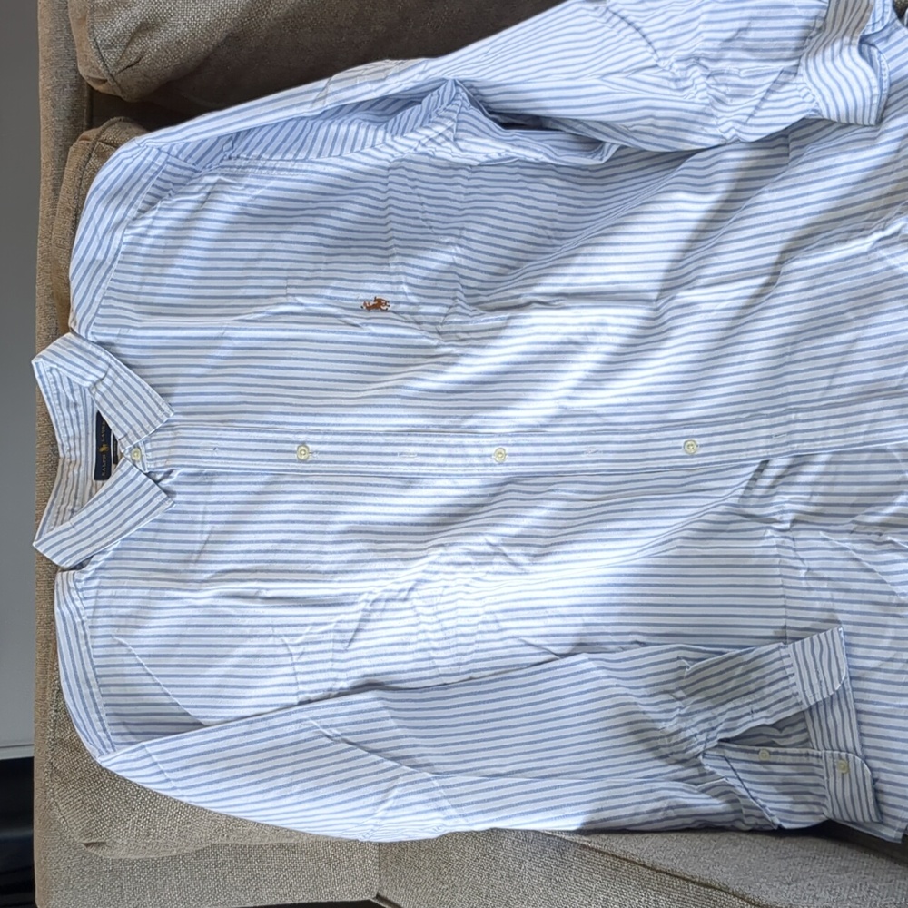 Ralph Lauren Long sleeve Button Down. 3XLT. classic white/blue stripes. cotton